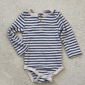 Cat & Jack Navy and Cream Ribbed Long-Sleeve One-Piece